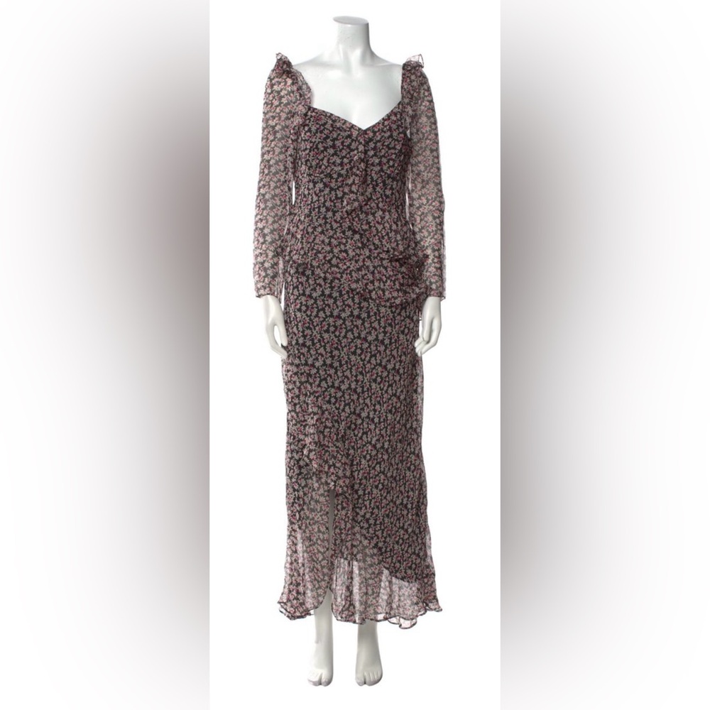 Diane Von Furstenberg Black and Pink Long Sleeve Dress